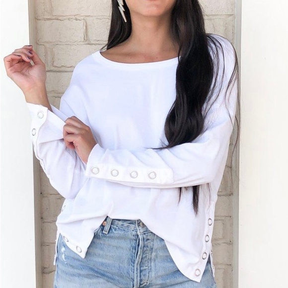 Chaser Anthropologie white Long Sleeve Tee - Picture 1 of 9